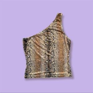 🪩3/$30 Self Esteem Y2K Gold Shimmery One Shoulder Top